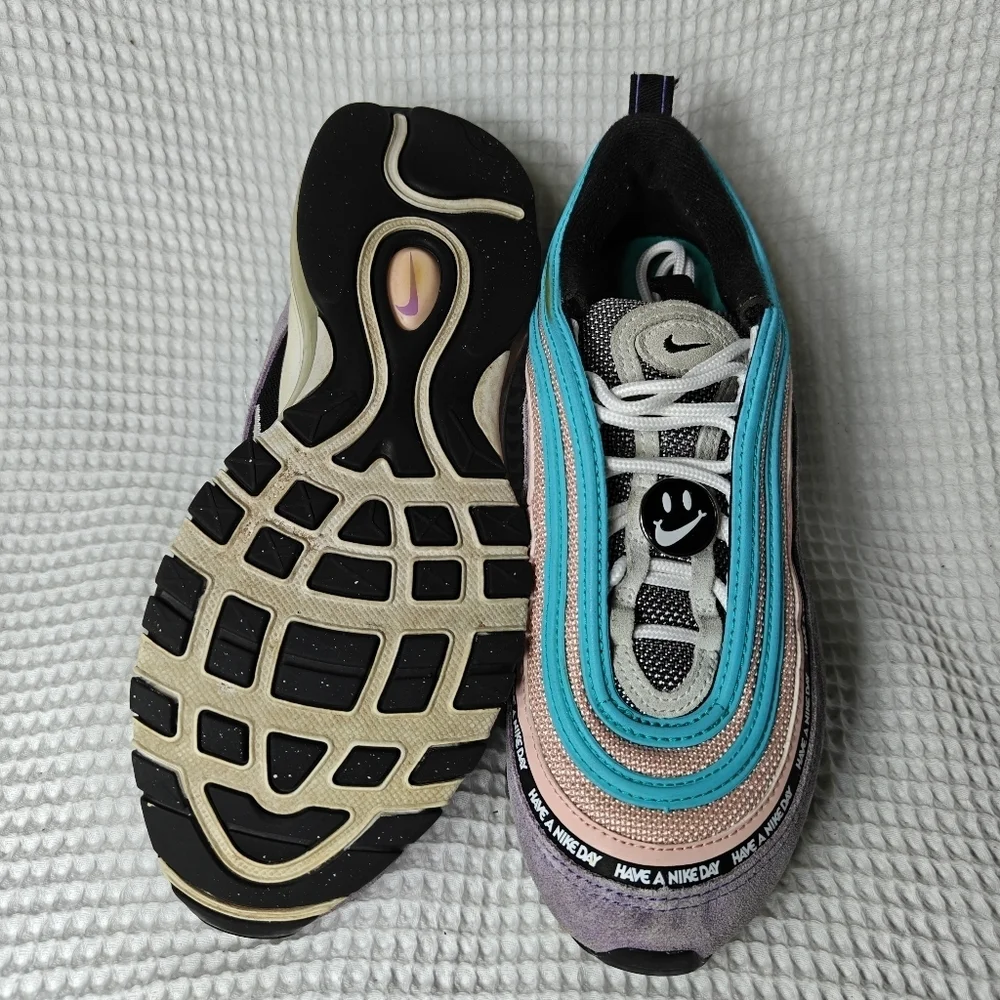 Nike Air Max 97 'Have a Nike Day' Purple White Black Coral Sneaker Youth Size 6Y